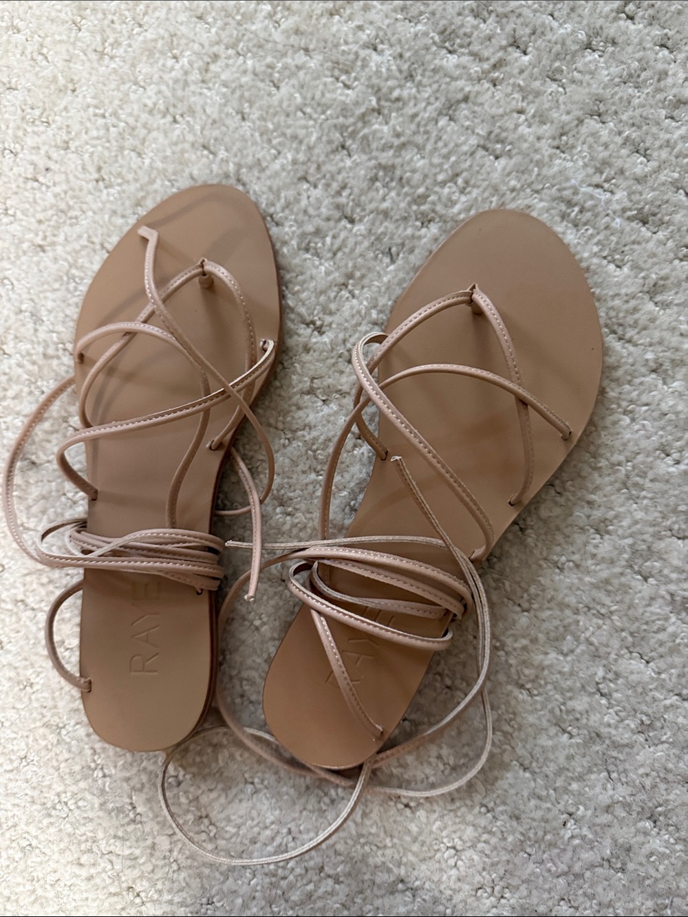 RAYE Lace-Up Strappy Sandals in Nude Blush
